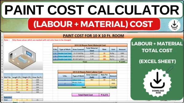 Paint Cost Calculator Excel Sheet – Primer, Paint & Putty Estimator by Infra Skill Hub