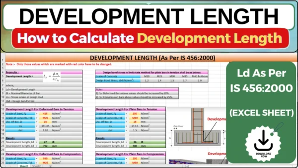 Calculate Development Length for Beam, Column, and Footing – Civil Engineering Tool by Infra Skill Hub