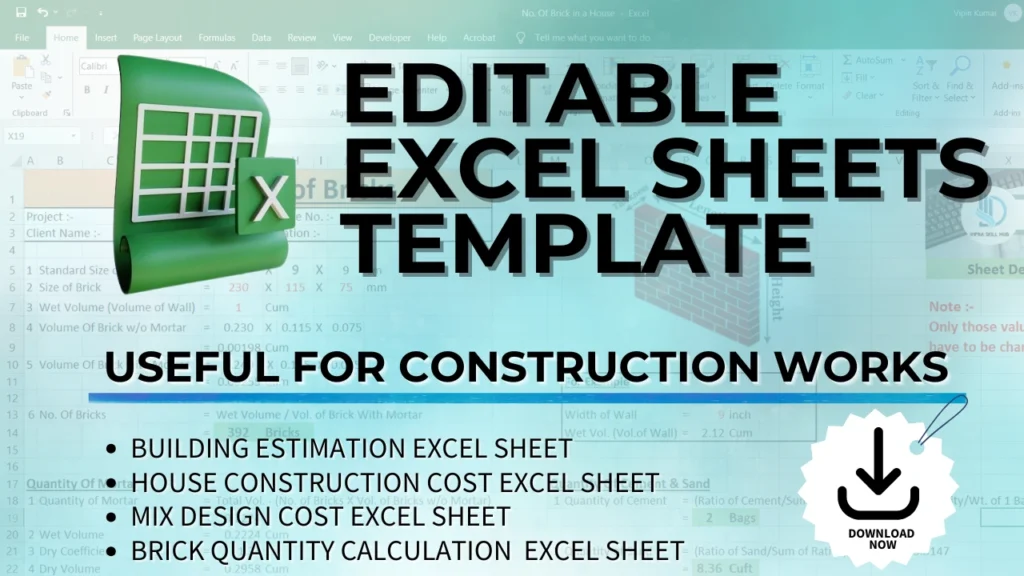 Civil Engineering Excel Sheets – BBS, Quantity, Estimation Tools by Infra Skill Hub