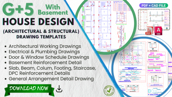 G+5 with Basement Building Drawing Templates PDF | Structural & Architectural | Infra Skill Hub