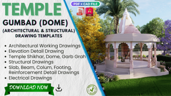 Temple Detail Drawings PDF | Hindu Temple, Gumbad, Shikhar, Dome, Garb Grah | Infra Skill Hub
