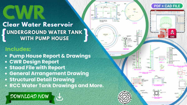 CWR & Pump House Detail Drawing | RCC UG Water Tank, Structural Drawing, STAAD File & Design Report | Infra Skill Hub