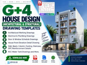 Building Drawing Templates for G+4 architectural, structural and construction drawings