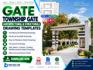 Township Gate Detail Drawings with architectural and structural details in PDF and DWG format
