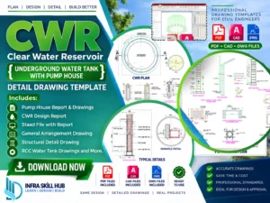 Underground Water Tank and Pump House Drawings with CWR structural details in PDF and DWG format