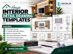 Interior Detail Drawing Templates with editable DWG and PDF files
