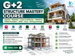 G+2 Structure Mastery Course covering AutoCAD, SketchUp, STAAD Pro, RCDC and structural drawings