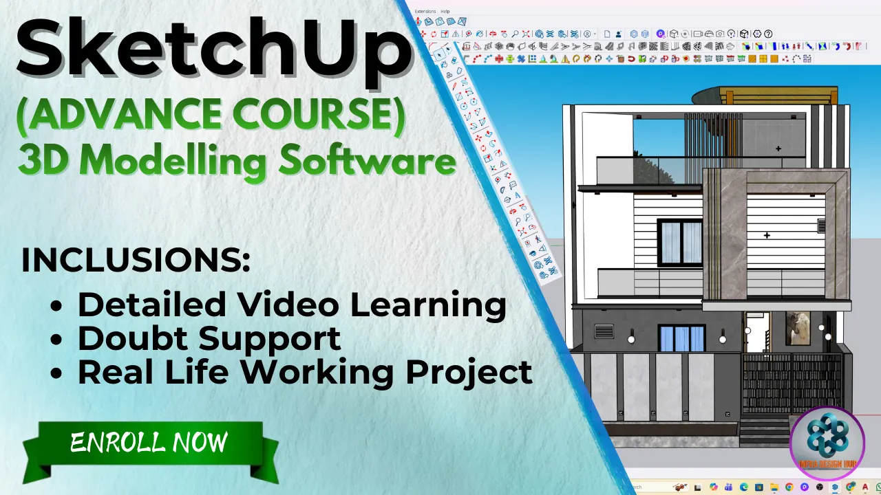 SketchUp course for beginners learning 3D building modelling