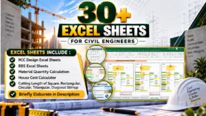 Civil Engineering Excel Templates for RCC design, BBS, quantity and construction calculations